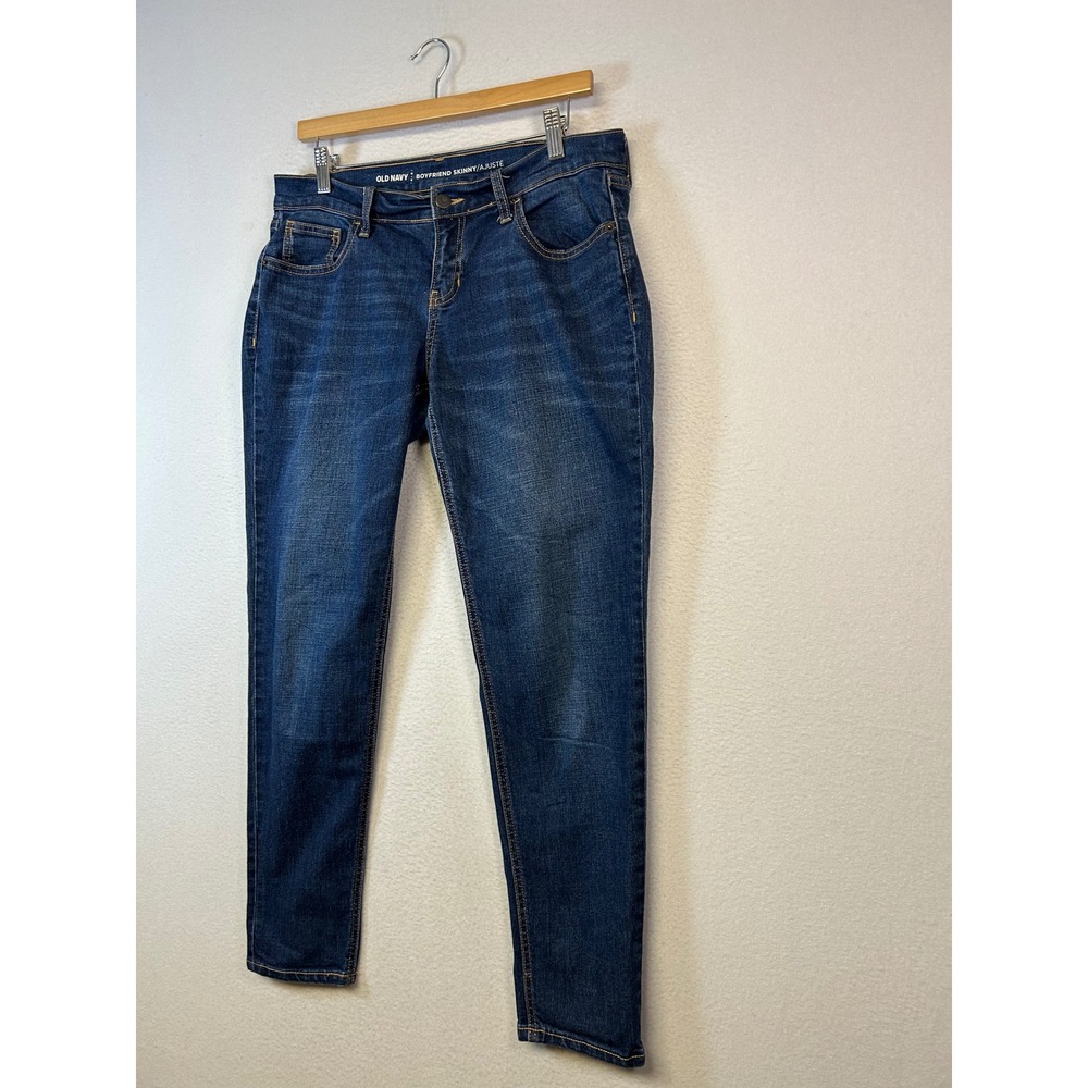 Casual Old Navy Womens 6 Blue Boyfriend Skinny Mid Rise Stretch Denim Jeans - Picture 10 of 11